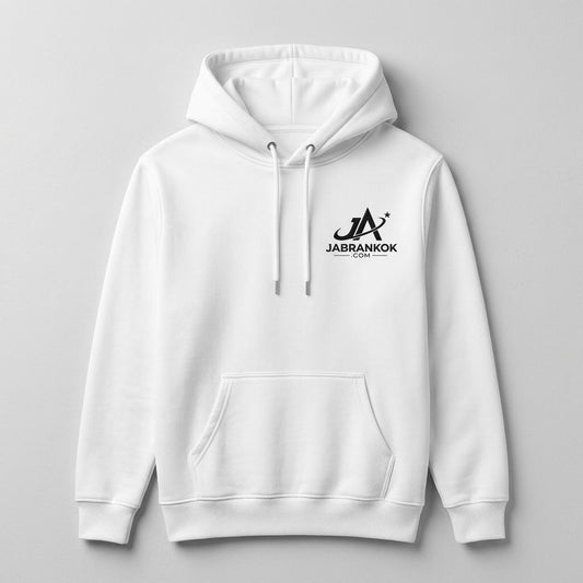 Hoodie Unisex Premium JABRANKOK - Minimalist White Edition